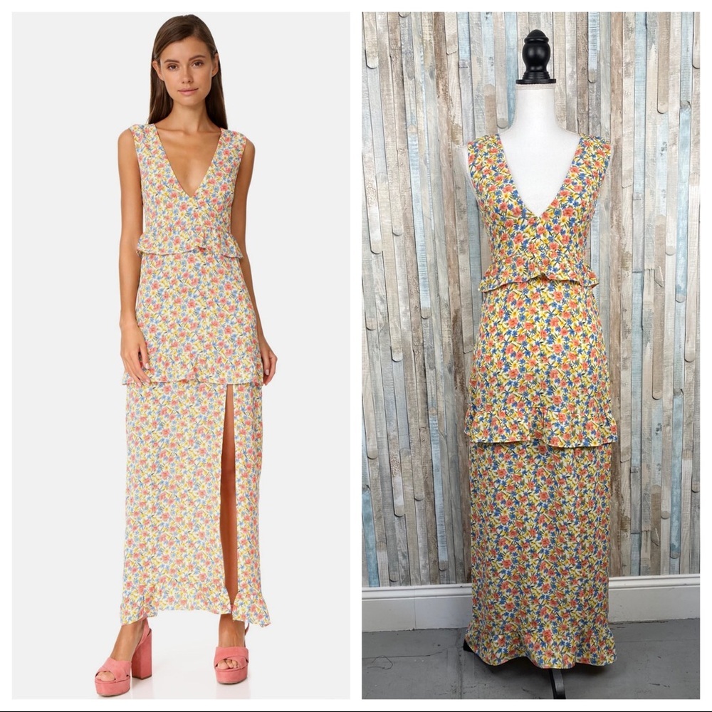 Nightwalker S Floral Print Ruffled Elsa Maxi Dress